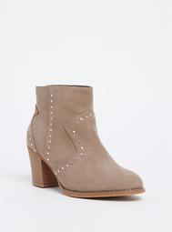 Taupe Faux Suede Studded Bootie (Wide Width)