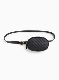 Black Oval Quilted Belt Bag