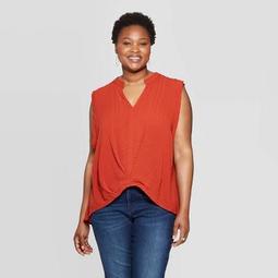 Women's Plus Size Sleeveless V-Neck Twist Front Top - Universal Thread™ Orange