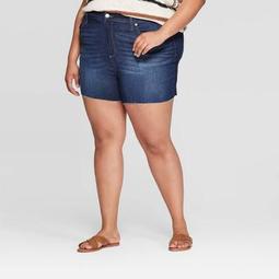 Women's Plus Size Mid-Rise Jean Shorts - Universal Thread™ Dark Wash