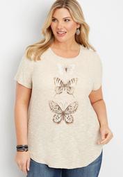 plus size butterfly graphic tee
