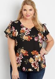 plus size chiffon floral print blouse