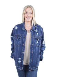 Women's Plus Size, Oversize Ripped Denim Jackets Long Sleeve Jean Coats