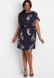 plus size pleated front floral dress