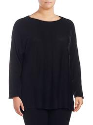 Plus Pleated High-Low Pullover