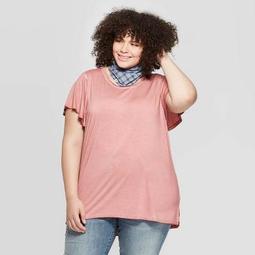 Women's Plus Size Short Sleeve Scoop Neck T-Shirt - Universal Thread™ Rose