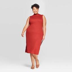Women's Plus Size Sleeveless Turtleneck Rib Knit Midi Dress - A New Day™