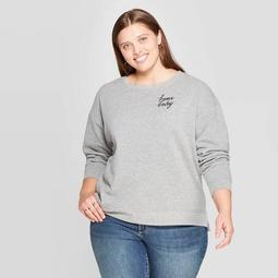 Women's Plus Size Long Sleeve Home Body Fleece Sweatshirt - Fifth Sun (Juniors') - Heather Gray