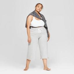 Women's Plus Size Cropped Wide Leg Lounge Pants - Colsie™ Gray
