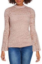 Lace Mock Neck Long-Sleeve Top