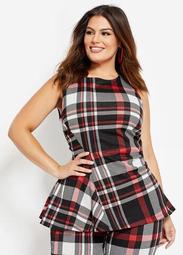 Red Plaid Flounce Top