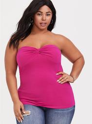 Raspberry Pink Knot Front Foxy Tube Top