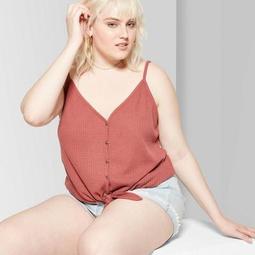 Women's Plus Size V-Neck Tank Top - Wild Fable™ Red Brown 4X