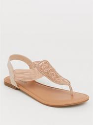 Blush Seabead T-Strap Sandal (Wide Width)