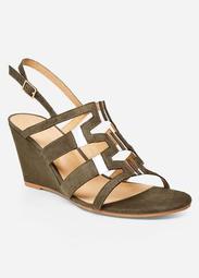 Cutout Wedge Sandal With Lucite - Wide Width