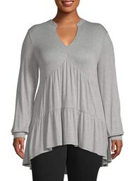 Women's Plus Size Long Sleeve Tiered Blouse