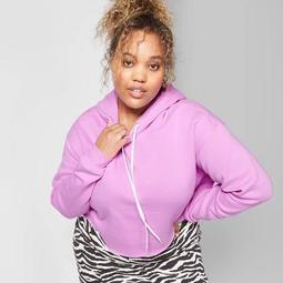 Women's Plus Size Long Sleeve Cropped Hoodie - Wild Fable™ Bright Lilac