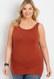 plus size solid scoop neck layering tank