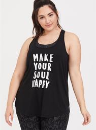 Black Make Your Soul Happy Racerback Wicking Active Tank