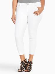 Torrid Cropped Skinny Jeans - White Wash with Frayed Ankle