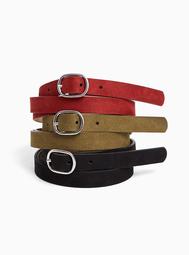 Faux Leather & Silver-Tone Buckle Belt - Pack of 3