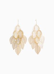 Gold-Tone Leaf Statement Earrings