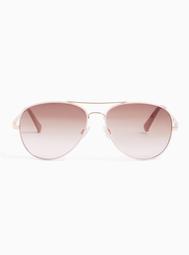 Blush Pink Metal Aviator Sunglasses