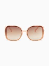 Blush Pink Resin & Metal Square Sunglasses