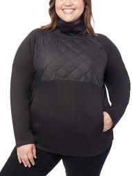 360Air Women's Plus Size Active Mock Neck Pull Over with Silk Nano Quilting