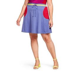 Women's Plus Size Colorblock Mid-Rise Mini Skirt - Stephen Burrows for Target Blue 