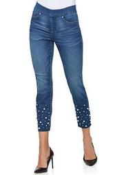 Ava Pull-On Ankle Jean With Pearls