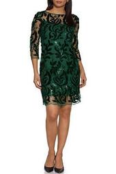 Illusion Sequin Velvet Dress