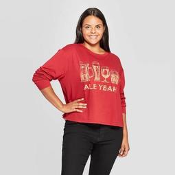 Women's Ale Yeah Plus Size Long Sleeve Graphic T-Shirt - Red