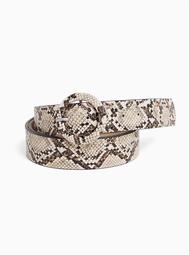 Taupe Snakeskin Print Faux Leather Belt