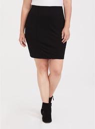 Black Premium Ponte Pintuck Mini Skirt