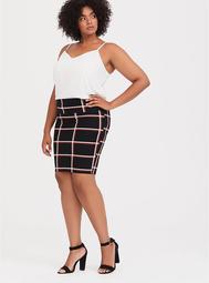 Black Plaid Foldover Mini Skirt