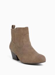 Taupe Faux Leather Western Bootie (Wide Width)