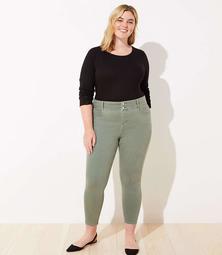 LOFT Plus Double Shank High Rise Slim Pocket Skinny Jeans in Evergreen Haze