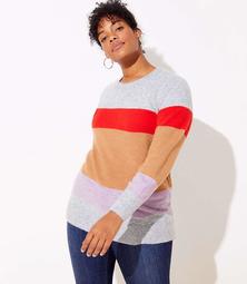 LOFT Plus Colorblock Draped Sleeve Sweater