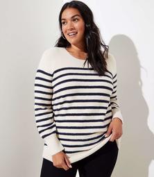 LOFT Plus Stripe Draped Sleeve Sweater