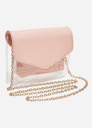 Pink Faux Leather & PVC Bag