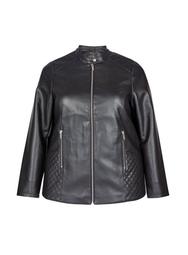 **DP Curve Black Faux Leather Collarless Jacket