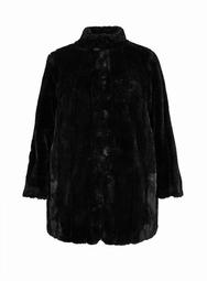 **DP Curve Black Longline Fur Coat