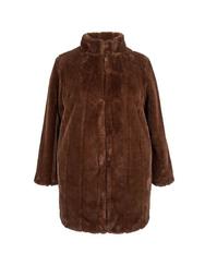 **DP Curve Chocolate Longline Faux Fur Coat