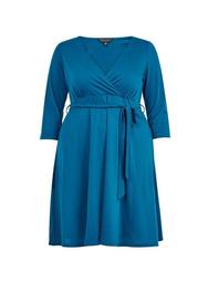 **DP Curve Teal Blue Wrap Dress