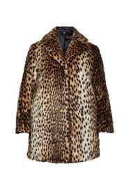 **DP Curve Brown Leopard Print Faux Fur Coat