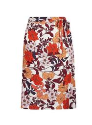 **DP Curve Ivory Floral Print Midi Skirt