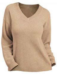 Plus Size V Neck Solid Drop Shoulder Sweater