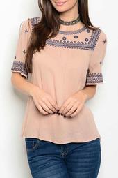 Taupe Embroider Top