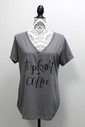 Topknot&Coffee V-Neck Shirt